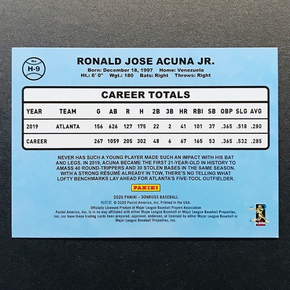 Ronald Acuna Jr. - 2020 Donruss Highlights Rapture #H-9 - Picture 2 of 2
